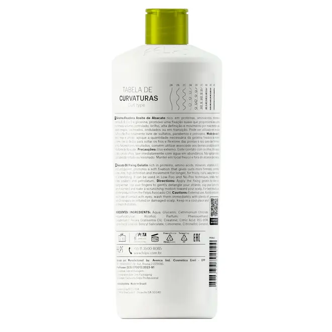 Gel Fixador Felps Professional Cachos Azeite de Abacate 500g