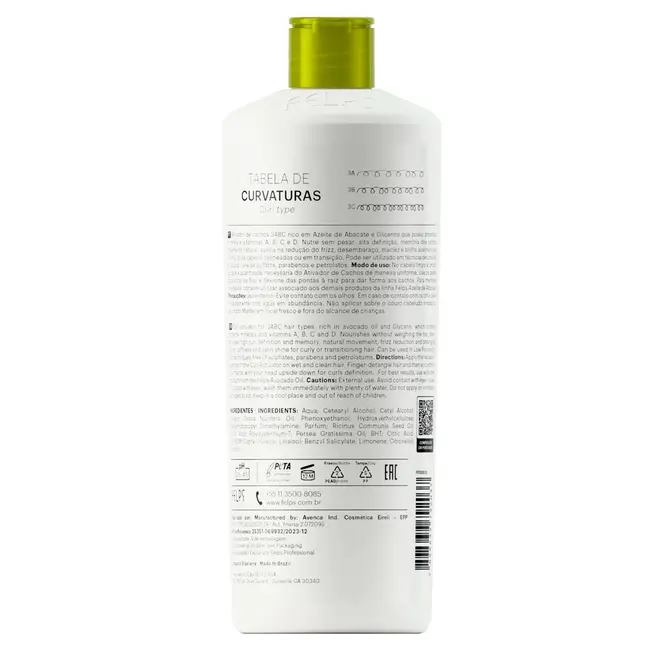Ativador de Cachos Felps Professional Cachos Azeite de Abacate 500ml