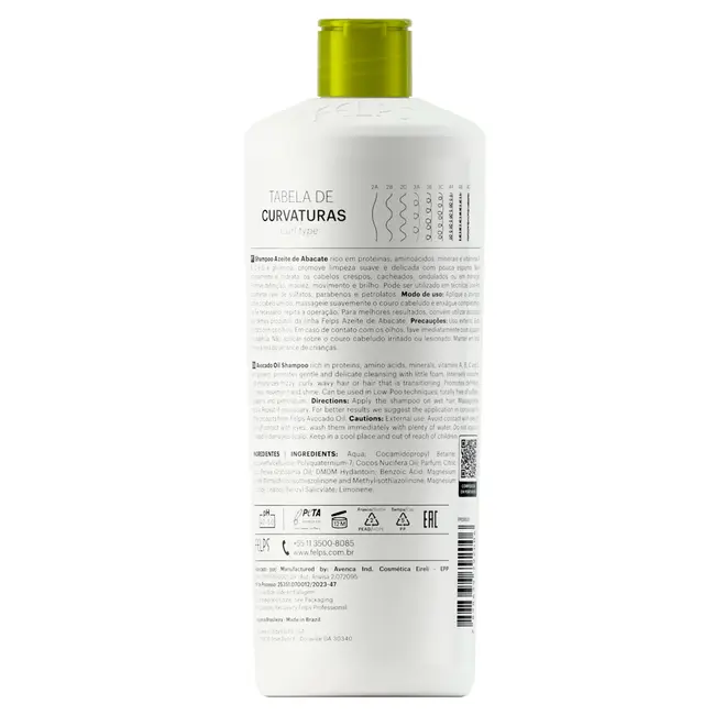 Shampoo Low Poo Felps Professional Cachos Azeite de Abacate 500ml