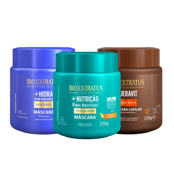 Kit Bio Extratus Cronograma Capilar Cabelos Desvitalizados 730g