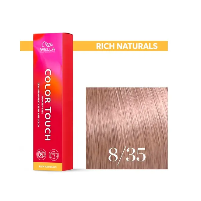 Tonalizante Wella Professionals Color Touch 8/35 Louro Claro Dourado Acaju Rich Naturals 60G