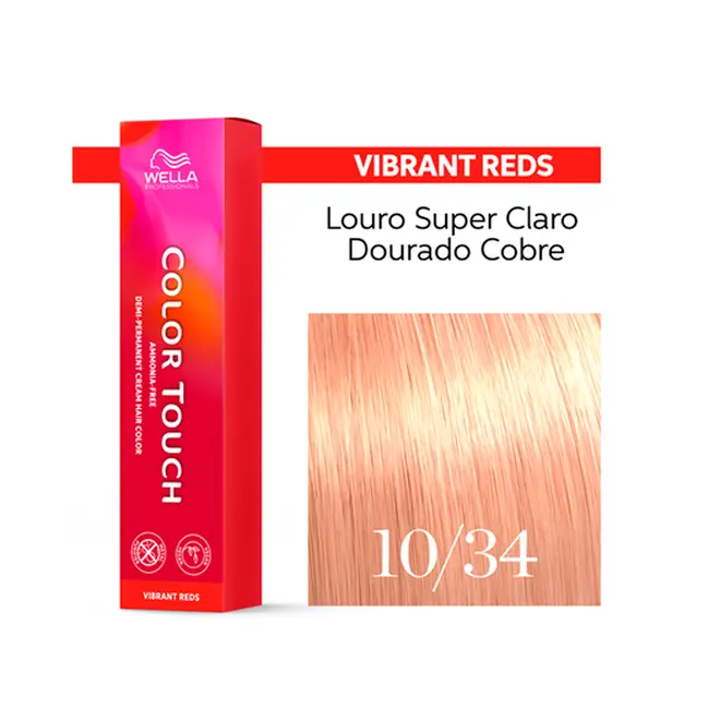 Tonalizante Wella Professionals Color Touch 10/34 Louro Super Claro Dourado Vermelho Vibrant Reds 60G