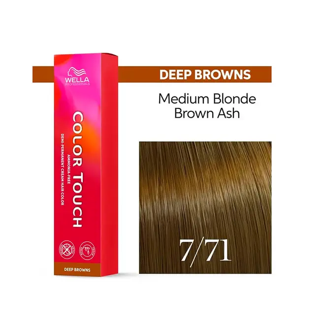 Tonalizante Wella Professionals Color Touch 7/71 Louro Medio Marrom Acinzentado Deep Browns 60G