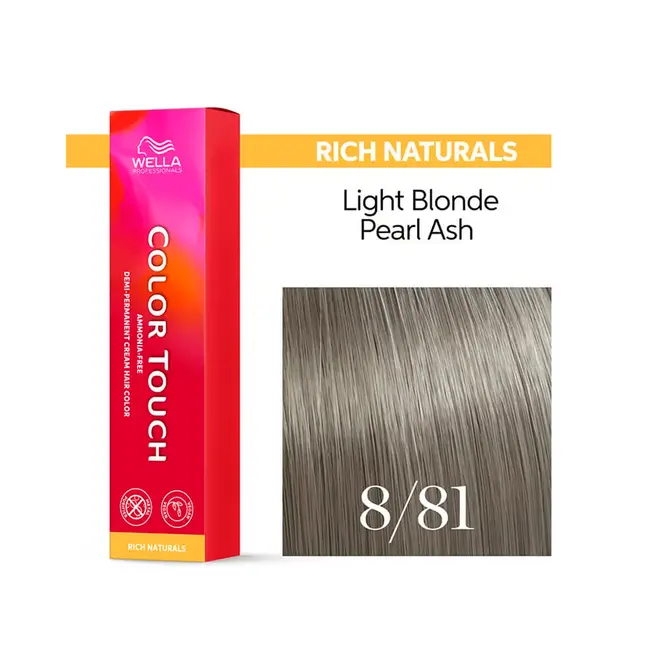 Tonalizante Wella Professionals Color Touch 8/81 Louro Claro Perola Acinzentado Rich Naturals 60G