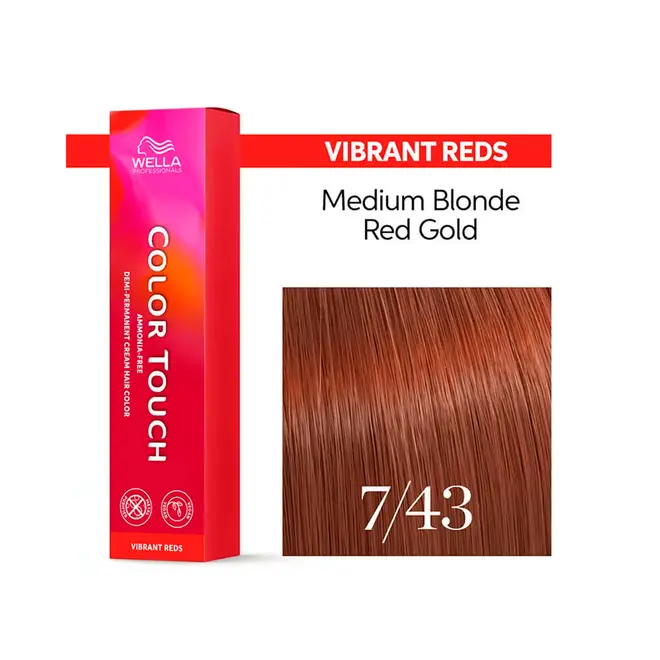 Tonalizante Wella Professionals Color Touch 7/43 Louro Medio Vermelho Dourado Vibrant Reds 60G