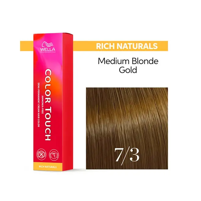 Tonalizante Wella Professionals Color Touch 7/3 Louro Medio Dourado Rich Naturals 60G
