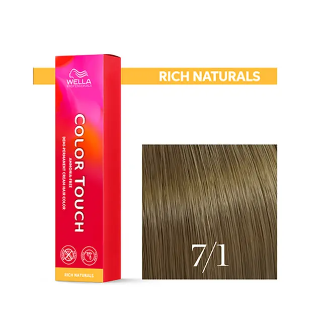 Tonalizante Wella Professionals Color Touch 7/1 Louro Medio Acinzentado Rich Naturals 60G