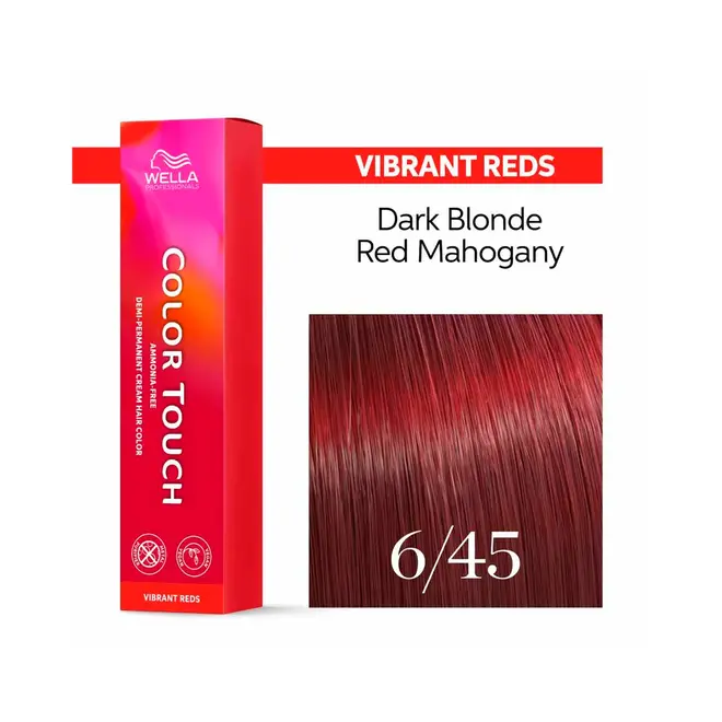 Tonalizante Wella Professionals Color Touch 6/45 Louro Escuro Vermelho Acaju Vibrant Reds 60G