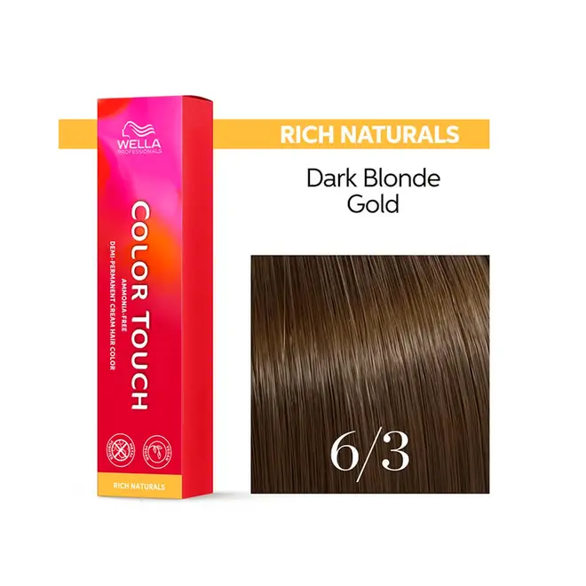 Tonalizante Wella Professionals Color Touch 6/3 Louro Escuro Dourado Rich Naturals 60G
