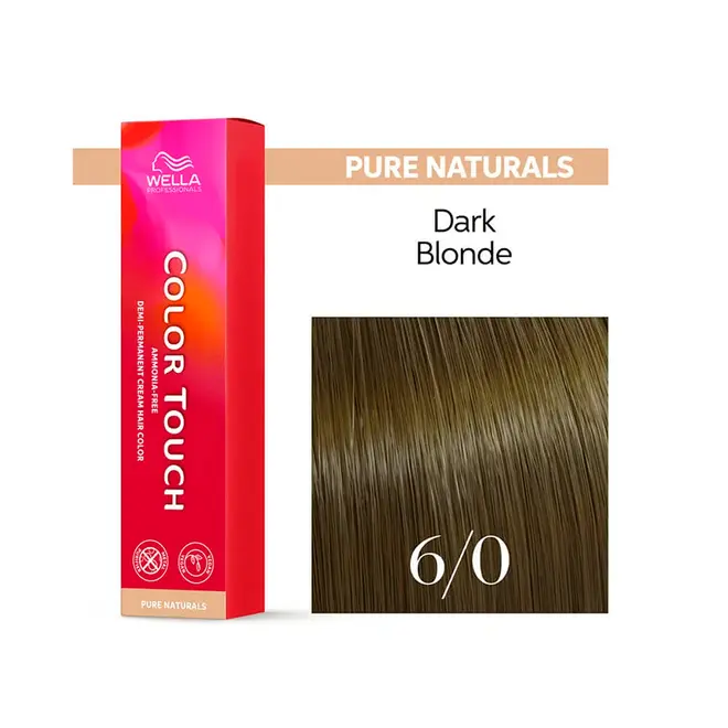 Tonalizante Wella Professionals Color Touch 6/0 Louro Escuro Pure Naturals 60G