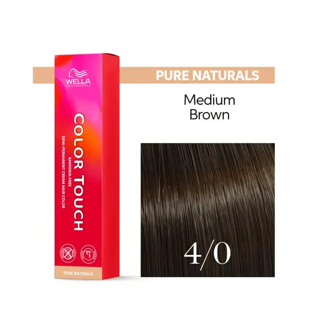 Tonalizante Wella Professionals Color Touch 4/0 Castanho Médio Pure Naturals 60G