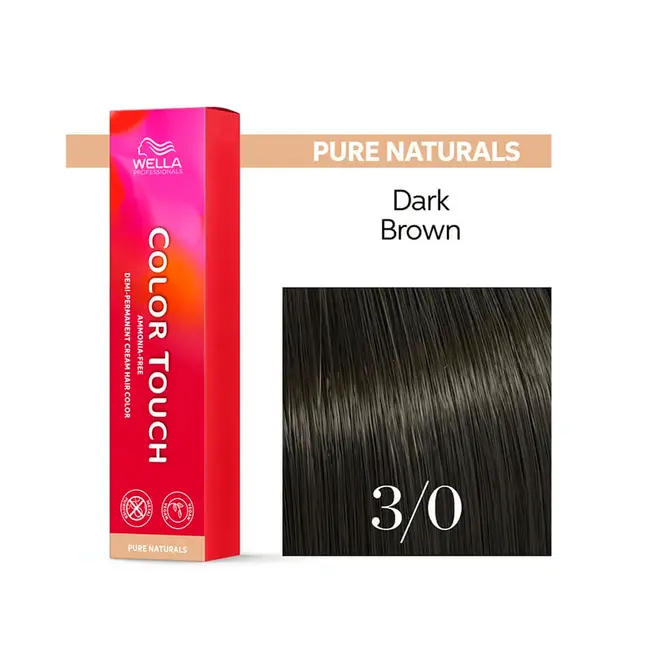 Tonalizante Wella Professionals Color Touch 3/0 Castanho Escuro Pure Naturals 60G