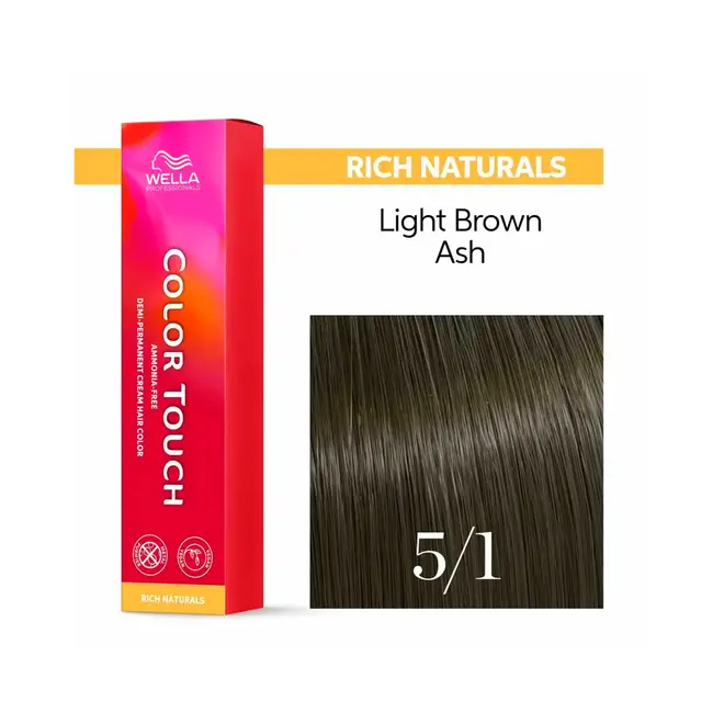 Tonalizante Wella Professionals Color Touch 5/1 Castanho Claro Acinzentado Rich Naturals 60G