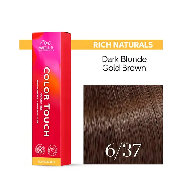 Tonalizante Wella Professionals Color Touch 6/37 Louro Escuro Dourado Marrom Rich Naturals 60G
