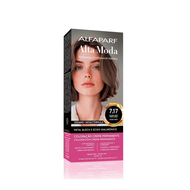 Coloração Permanente Alta Moda 7.17 Louro Mate Profundo 150g