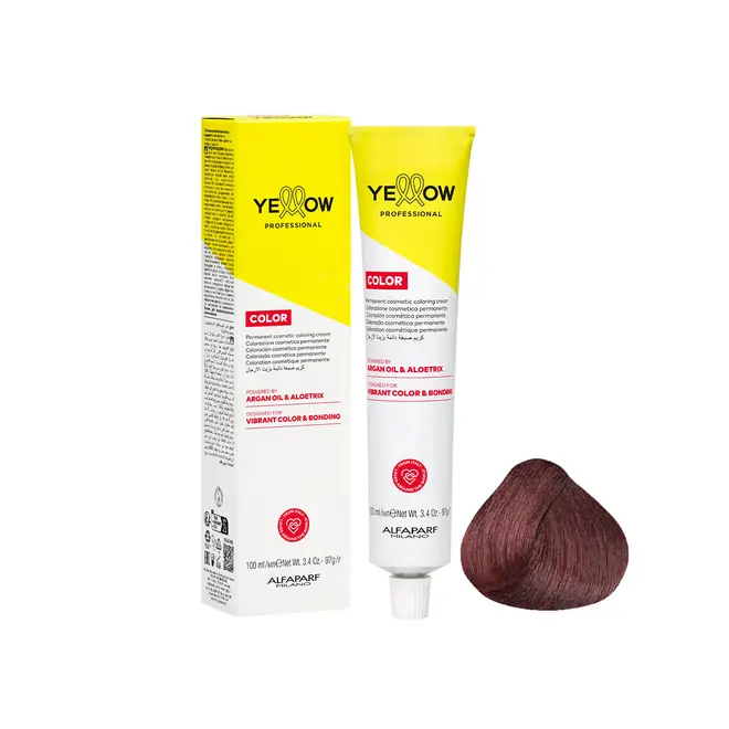 Coloração Permanente Yellow 4.66 Castanho Médio Vermelho Intenso 60g