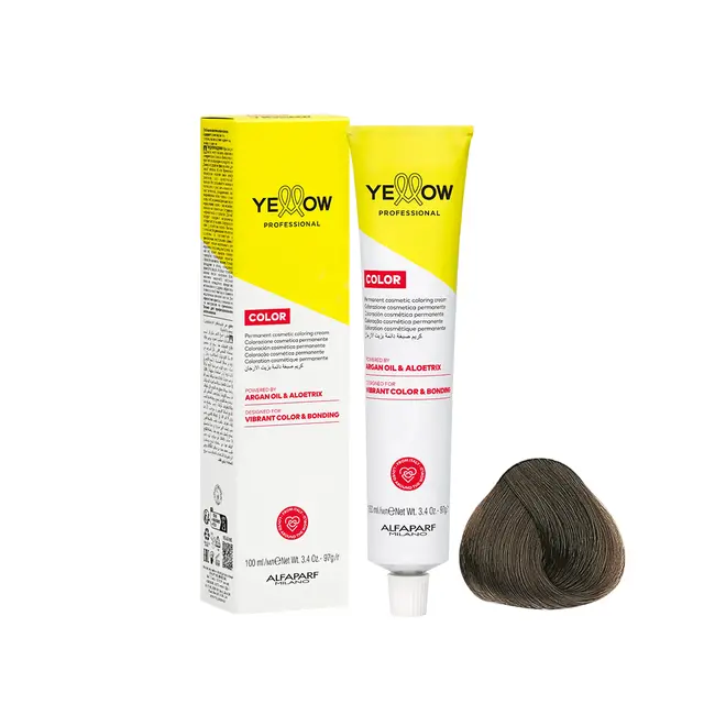 Coloração Permanente Yellow 7.1 Louro Médio Cinza 60g