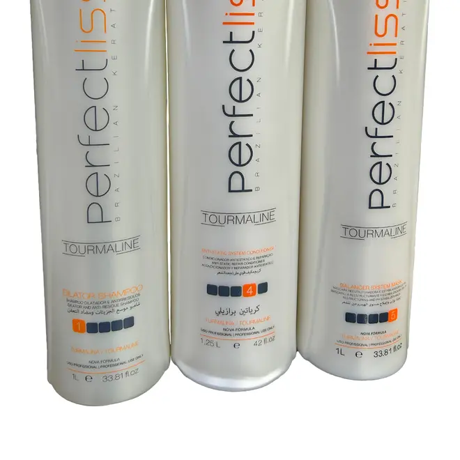 Kit Escova Progressiva Perfect Liss Tourmaline Shampoo Dilater 1L + Volume Treatment 1L + Balancer System 1L