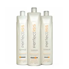 Kit Escova Progressiva Perfect Liss Tourmaline Shampoo Dilater 1L + Volume Treatment 1L + Balancer System 1L