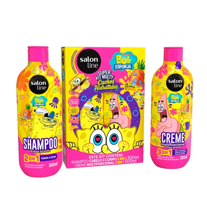 Shampoo e  Creme Multifuncional Salon Line SOS Cachos Bob Esponja 300ml