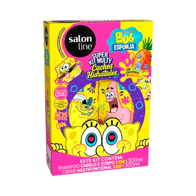 Shampoo e  Creme Multifuncional Salon Line SOS Cachos Bob Esponja 300ml