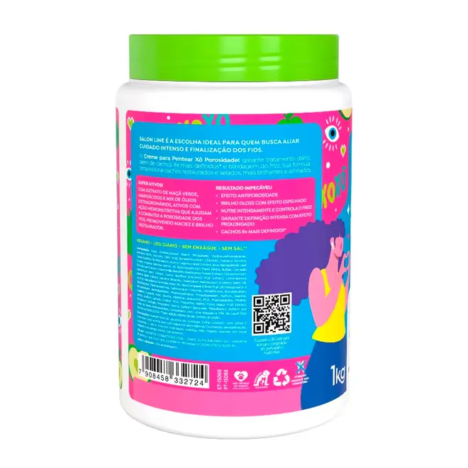 Creme para Pentear Salon Line Xô Porosidade Definição & Selagem Máxima 1kg
