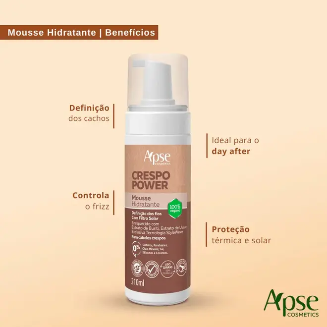 Mousse Hidratante Apice Crespo Power 210 ml