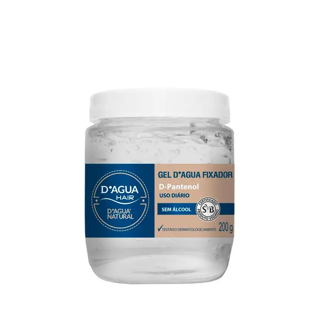 Gel fixador cabelos D'agua Natural uso diário D-Pantenol 200g