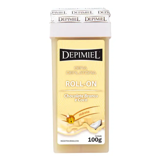 Cera Depilatória Roll-On Depimiel Chocolante Branco e Coco 100g