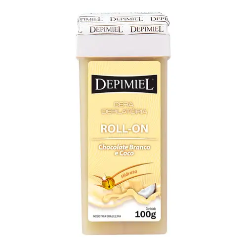 Cera Depilatória Roll-On Depimiel Chocolante Branco e Coco 100g