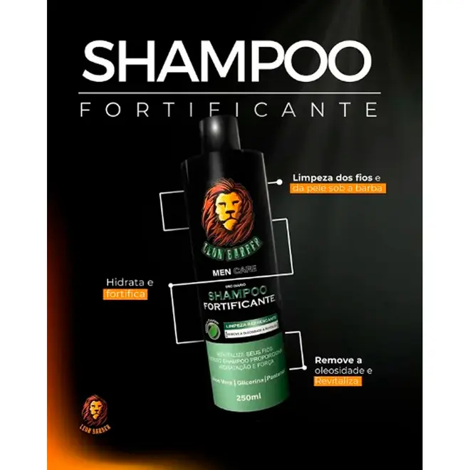 Shampoo para cabelo e barba Men Care Leon Barber 250ml