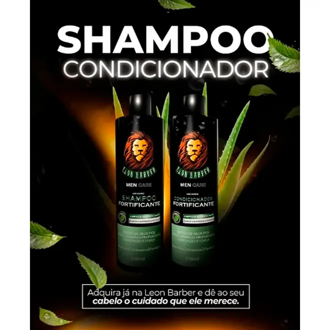 Shampoo para cabelo e barba Men Care Leon Barber 250ml