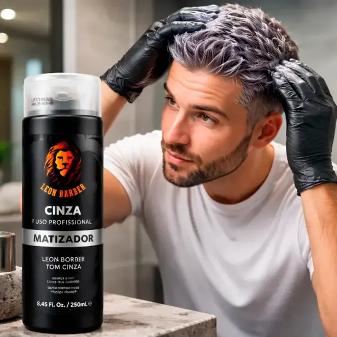 Matizador para cabelo e barba Cinza Leon Barber 250ml