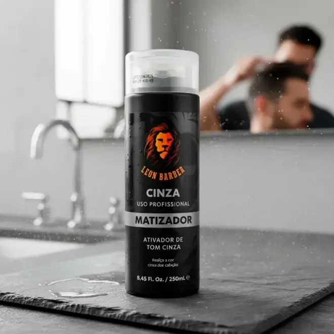 Matizador para cabelo e barba Cinza Leon Barber 250ml
