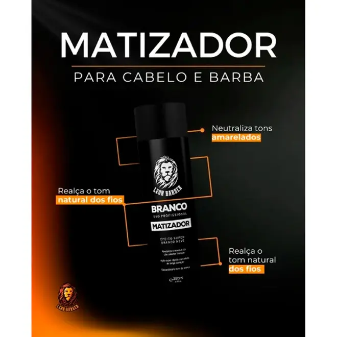 Matizador para cabelo e barba Super Branco Neve Leon Barber 250ml
