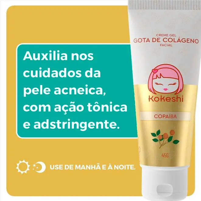 Creme Gel Facial Kokeshi Gota de Colágeno 45g