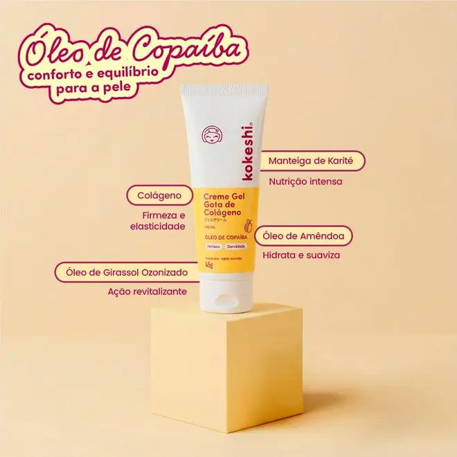 Creme Gel Facial Kokeshi Gota de Colágeno 45g