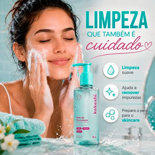 Sabonete Líquido Facial Kokeshi Pele de Porcelana 190ml